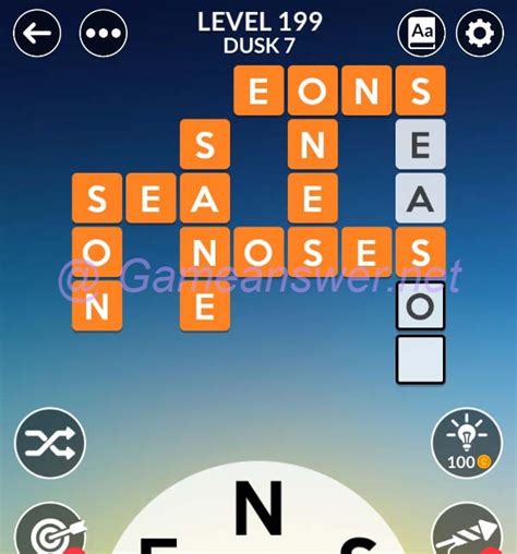 Wordscapes level 206 is in the Dusk group, Sky pack of levels. . Wordscapes level 199